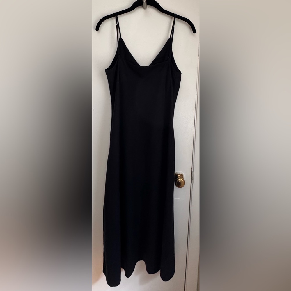 A New Day Black Linen Slip Dress Size M Midi Summer Minimalist Dress Target - Picture 4 of 6